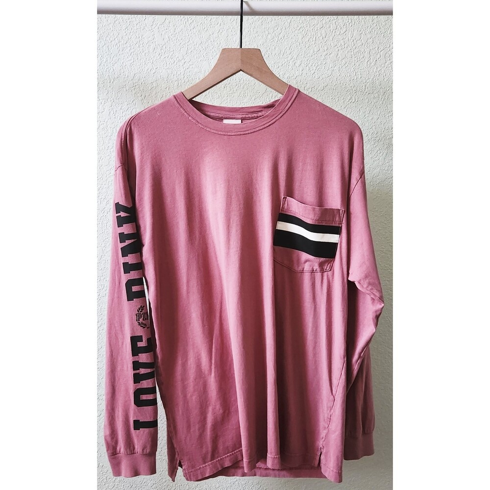 PINK: long-sleeve loose fit sleeve logo shirt